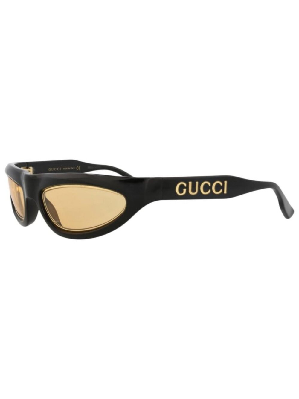 New Gucci Mens Shield/Wrap Black Black Yellow Fashion Designer Sunglasses